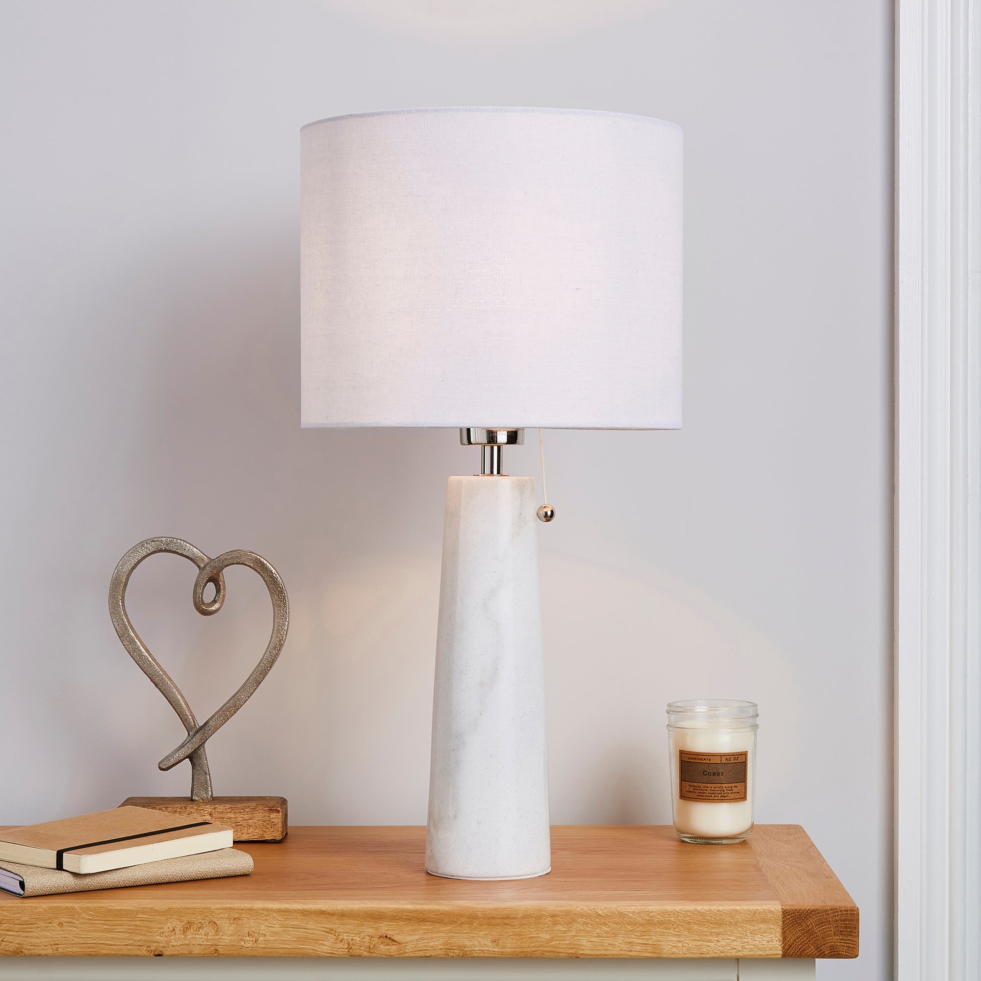 Dorma Purity Marble Table Lamp White