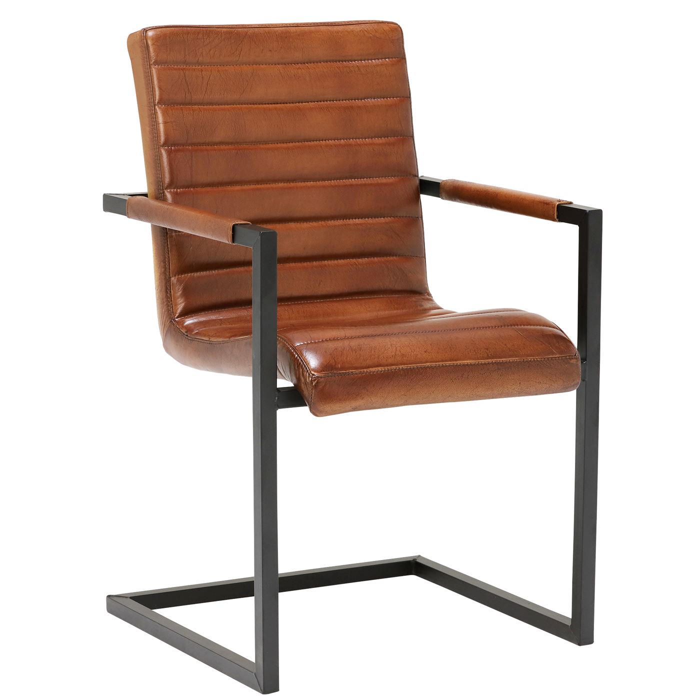 Brutus Buffalo Striped Dining Chair - Brown - Leather - W55 x D63 x H87cm - Barker & Stonehouse