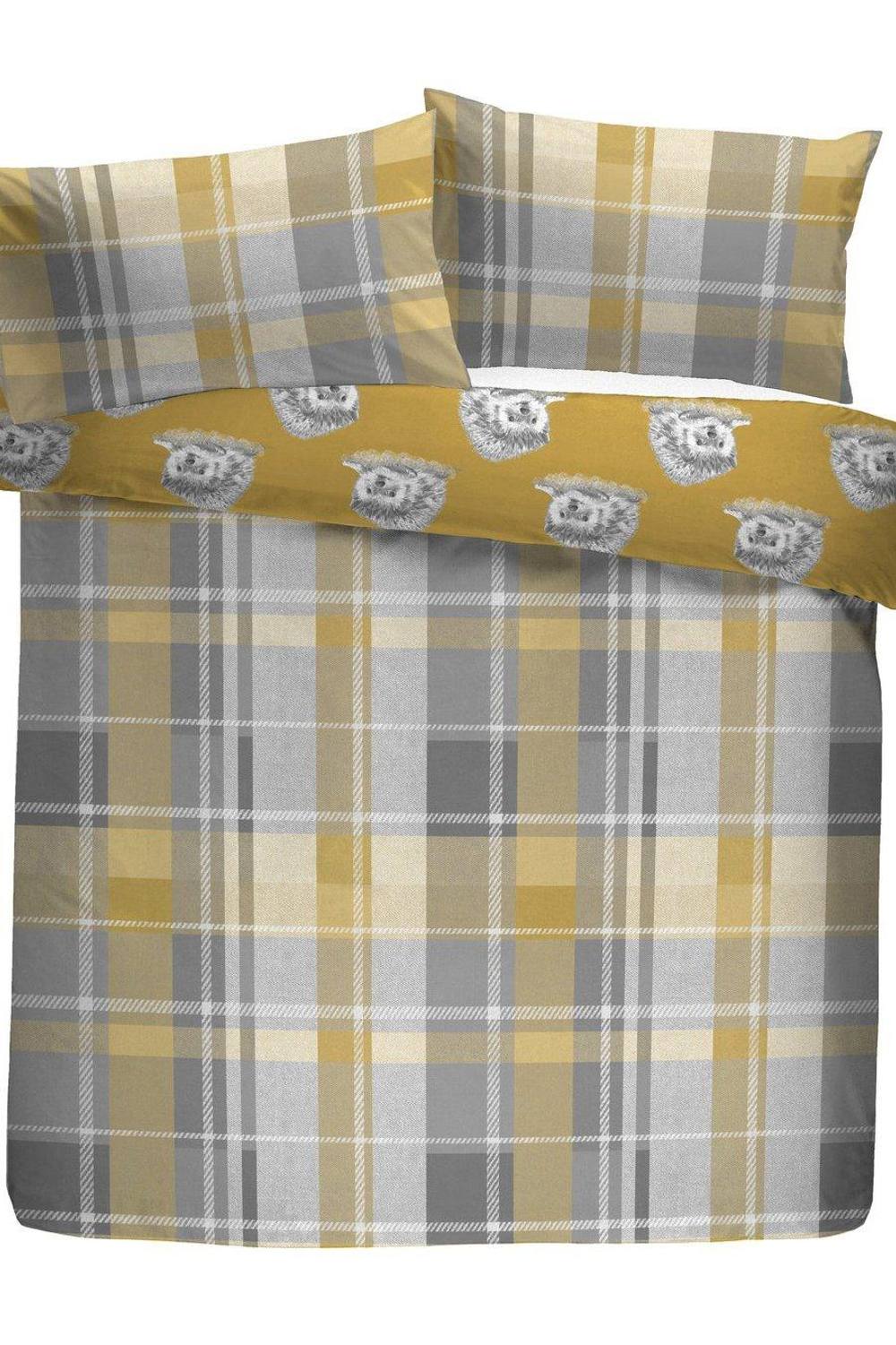 Dreams & Drapes 'Colville Check' 100% Brushed Cotton Duvet Cover Set in Mustard 6