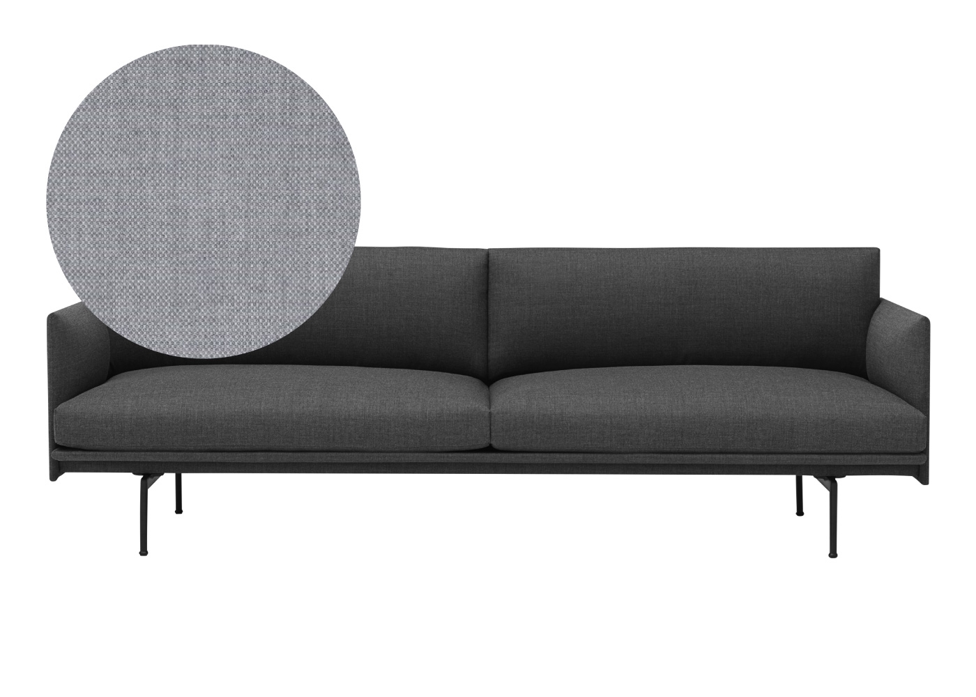 Muuto Outline 3 Seater Sofa Kvadrat Fiord Light Grey