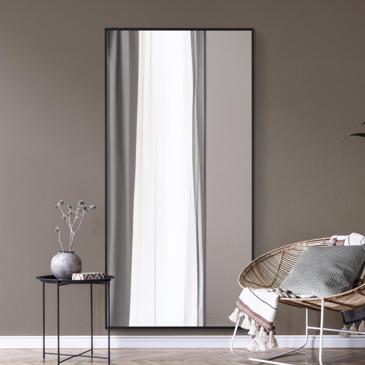 MirrorOutlet Black Aluminium Edged Wall Mirror 79" X 39" (200CM X 100CM) 6