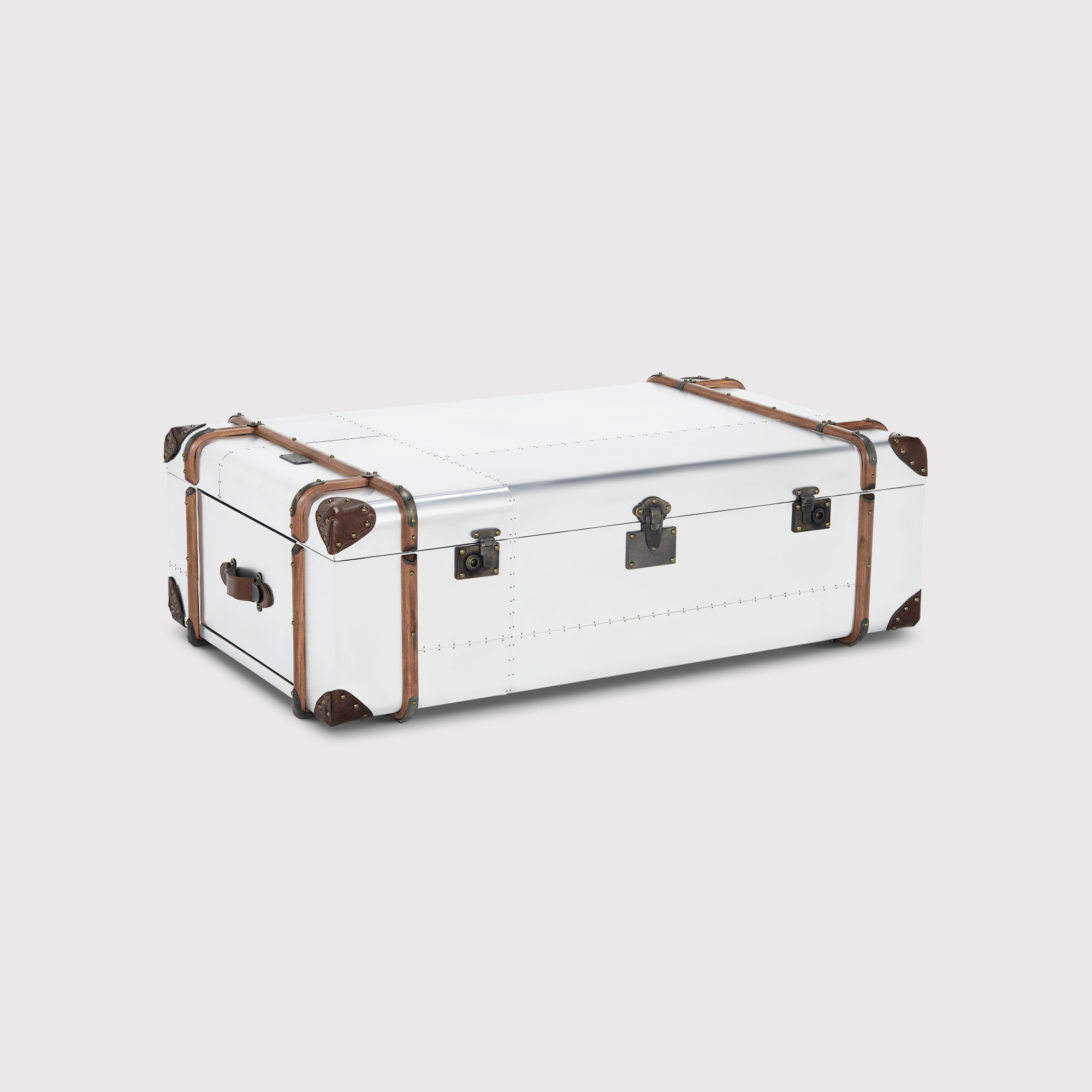 Timothy Oulton Globetrekker Coffee Table Large, Silver Metal | Barker & Stonehouse