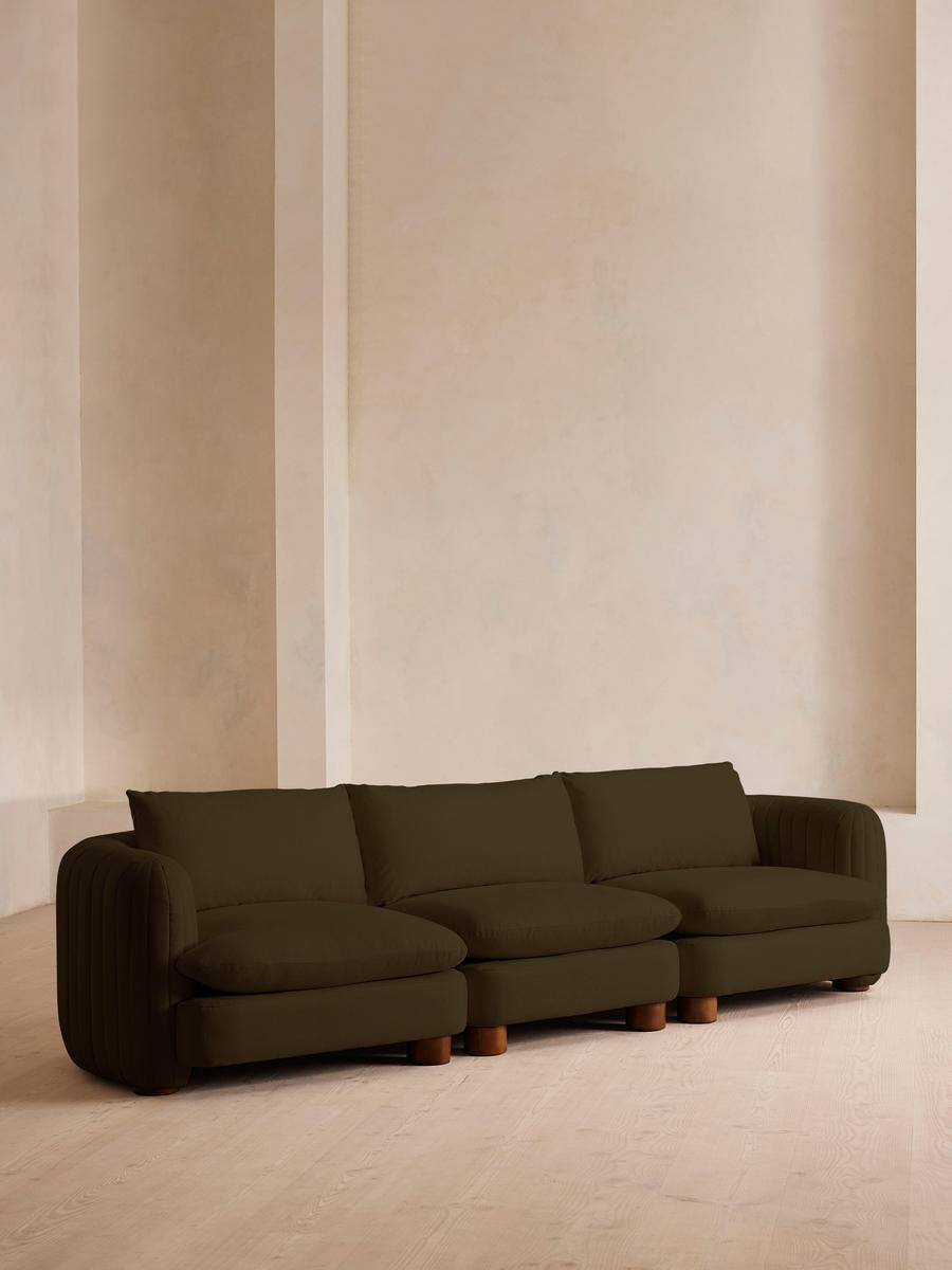 Vivienne Deeper Sit Modular Sofa, Four Seater, Linen, Olive