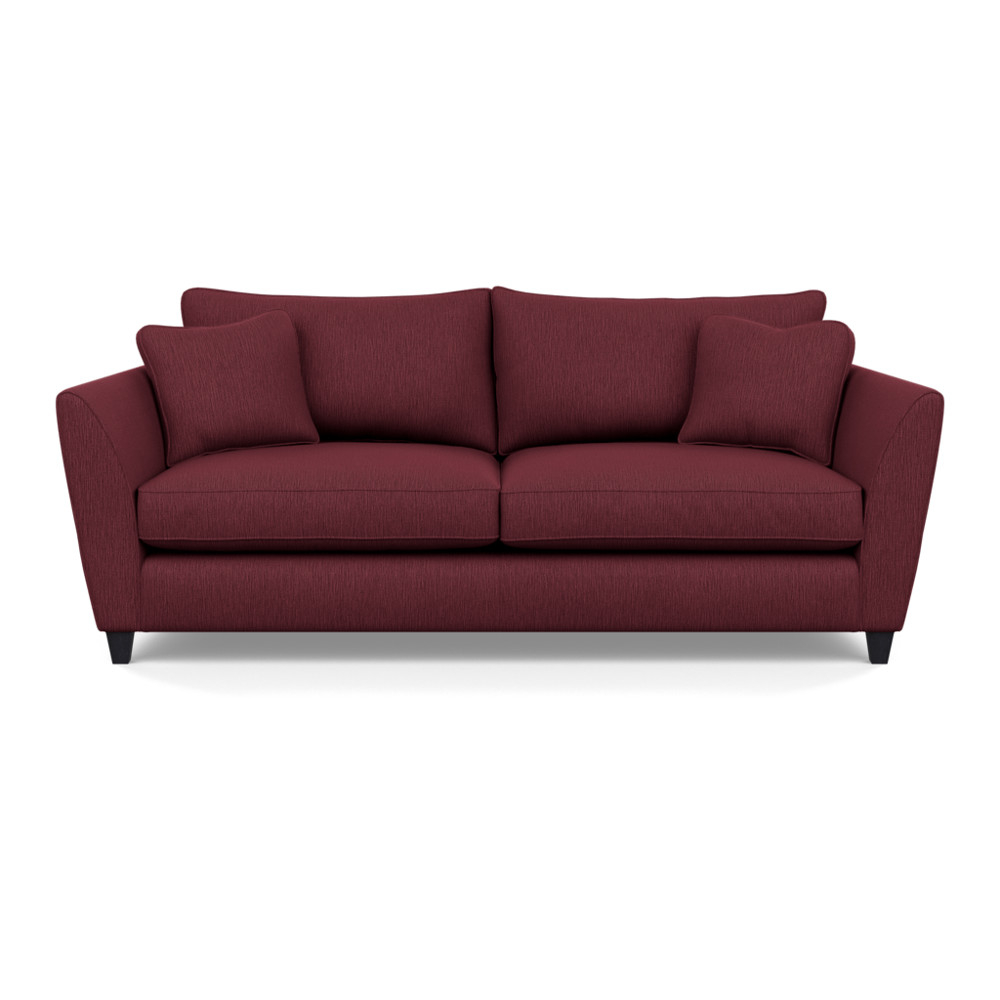 Heal's Torino 4 Seater Sofa Smart Linen Mix Maroon Black Feet