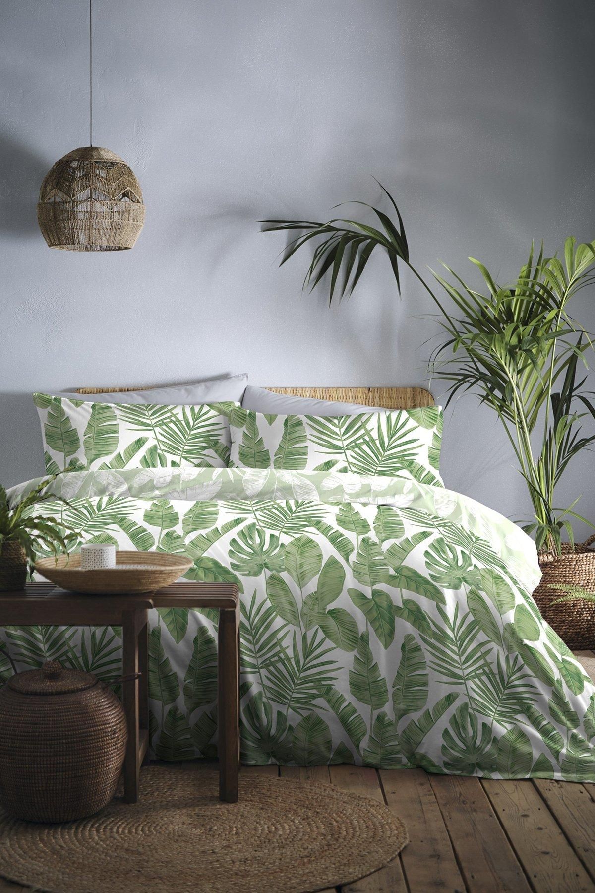 Dreams & Drapes 'Tahiti' Tropical Print Duvet Cover Set in Green