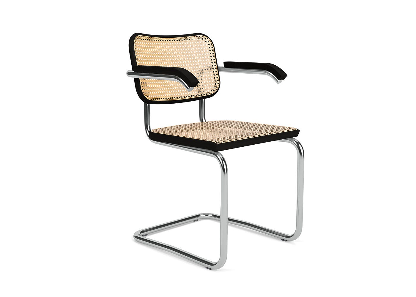 Knoll Cesca Armchair in Black Satin