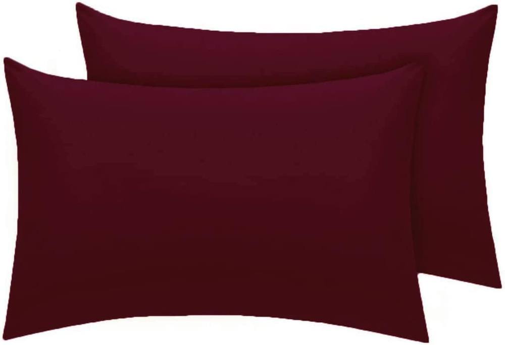 Homes-Linen Luxury Percale Polycotton Housewife Pillowcases 50x75cm Pack of 2 in Wine
