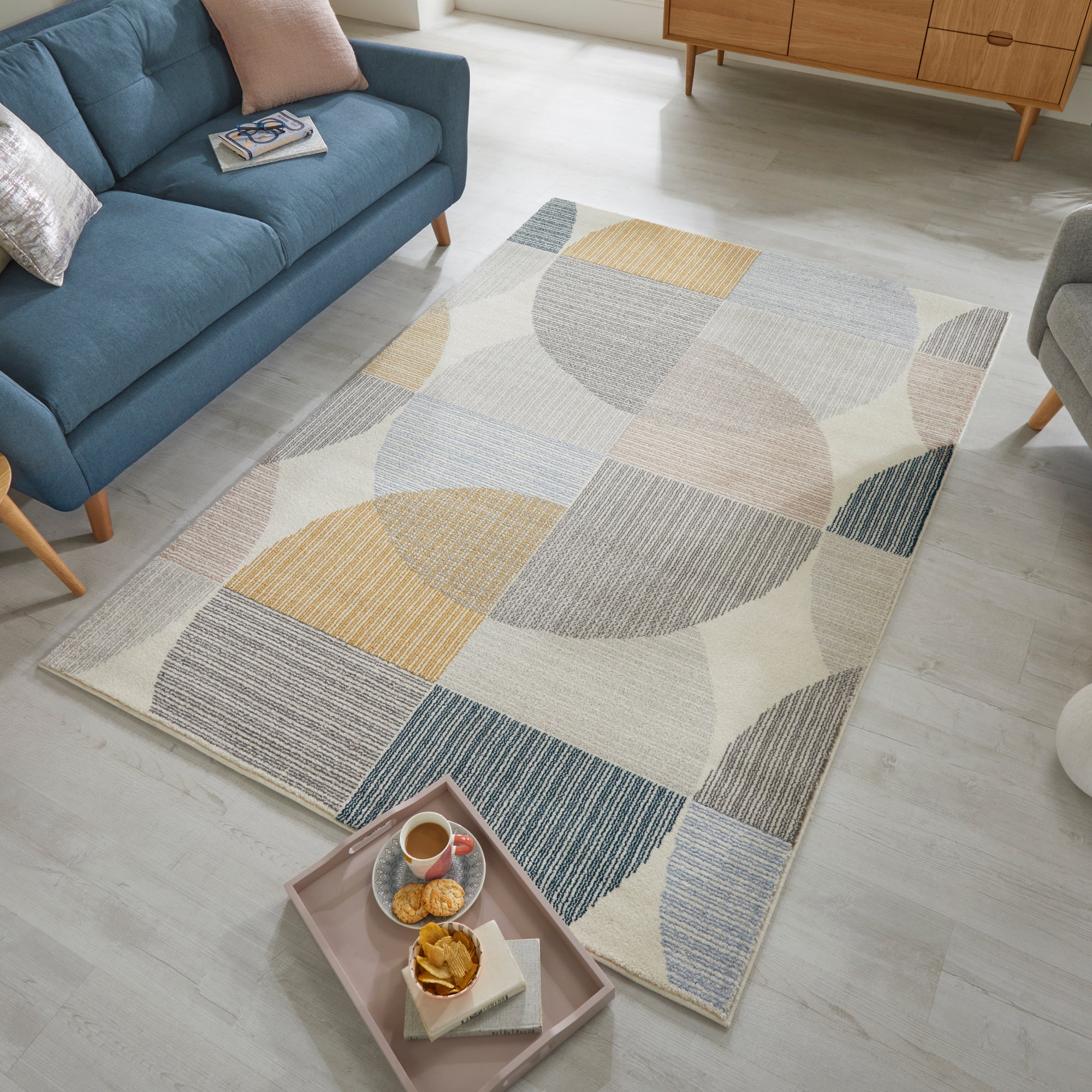 Centro Circles Rug Centro Circles Grey Ochre
