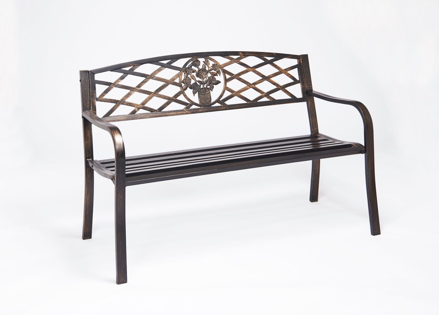 Greenhurst 2 Seater Garden Bench with Cast Iron Back Rest