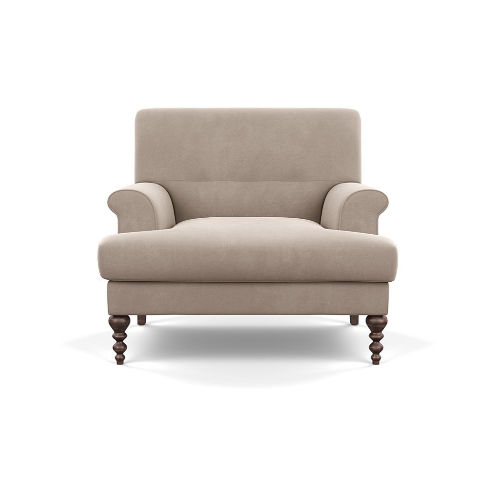 SCP Oscar Formal Armchair Varese Velvet Dove Walnut Feet