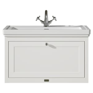 Bayswater Hartleigh Pointing White Traditional Wall Hung Vanity Unit & 1 Tap Hole Traditional Recessed Basin - 800mm