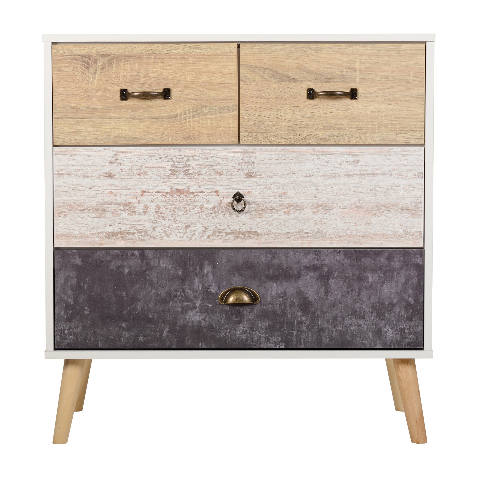 Nordic 4 Drawer Chest Brown and Grey