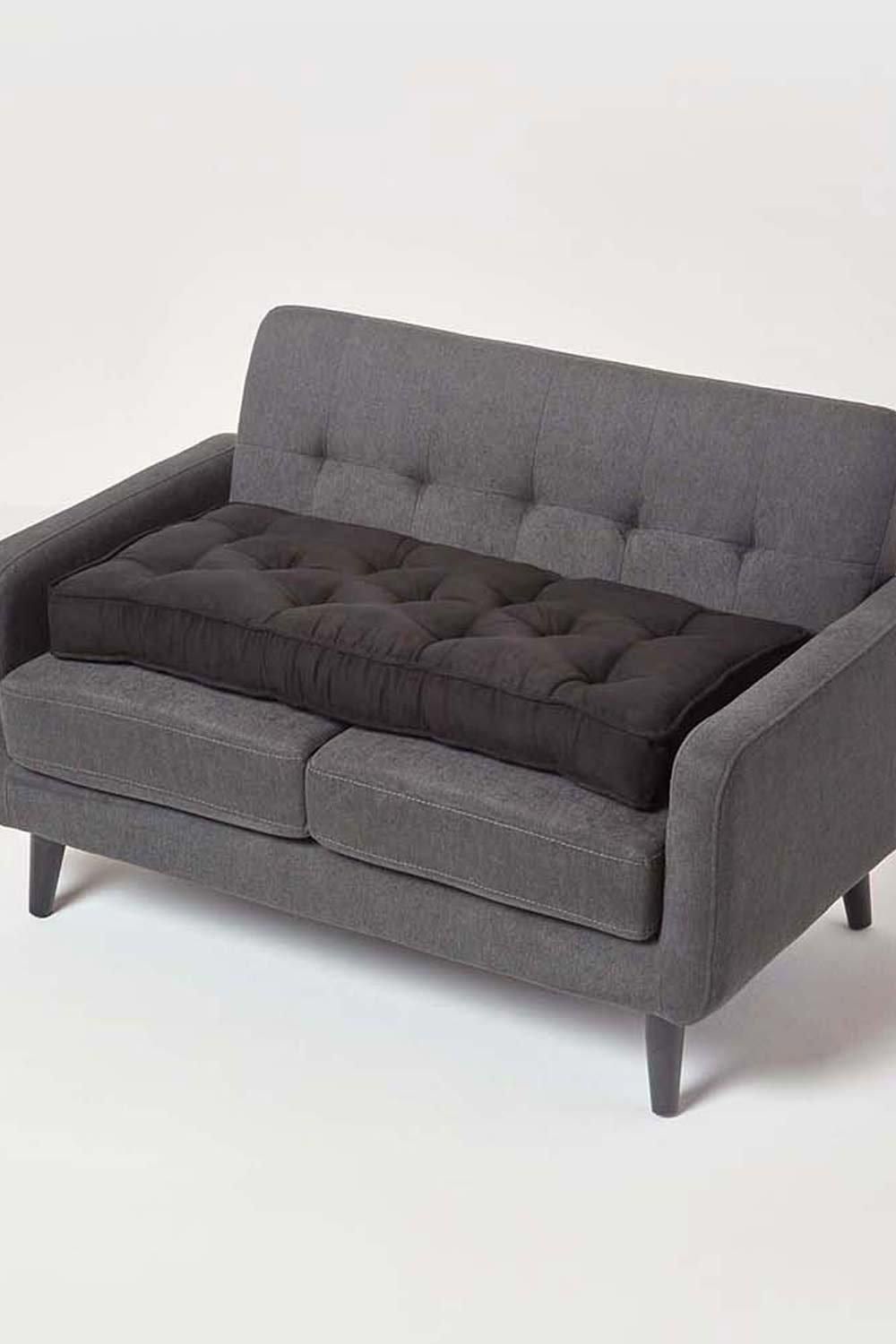 Homescapes Faux Suede 2 Seater Booster Cushion in Black