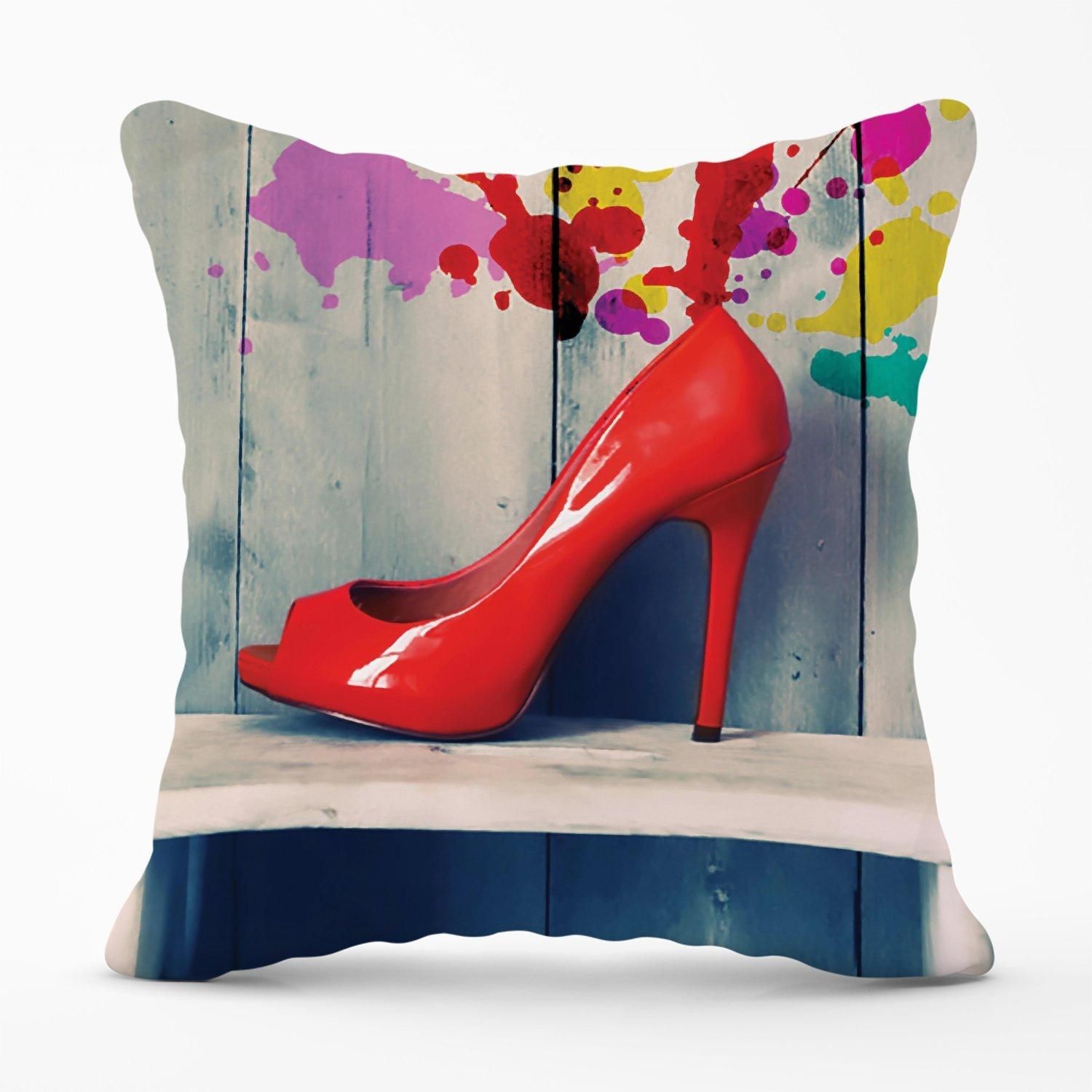 Warren Reed - Designer Retro Red Shoes Outdoor Cushion