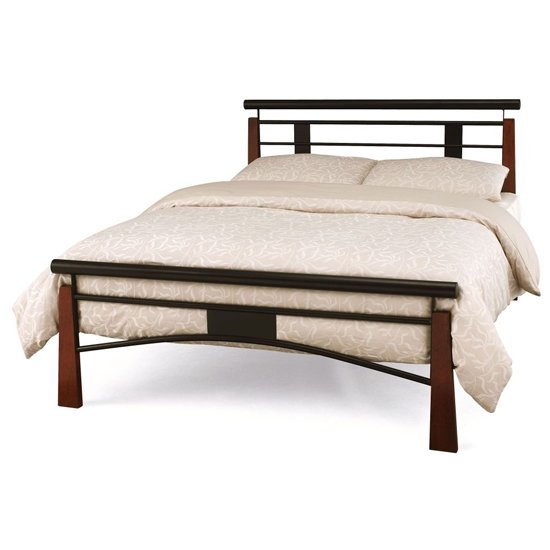 Armstrong Metal King Size Bed In Black With Oak Posts