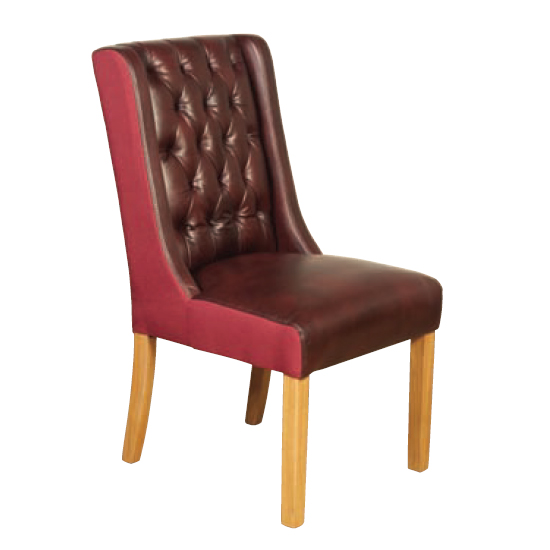 Olivia Leather Dining Chair In Burgundy And Plum