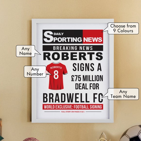 Personalised Football News Poster Frame