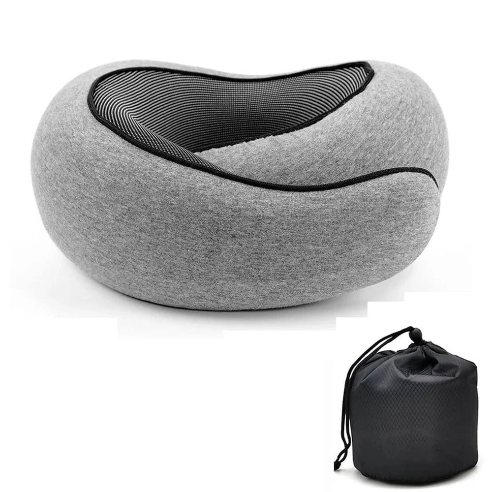 Nordara Light Grey U Shaped Memory Foam Travel Pillow for Car Plane