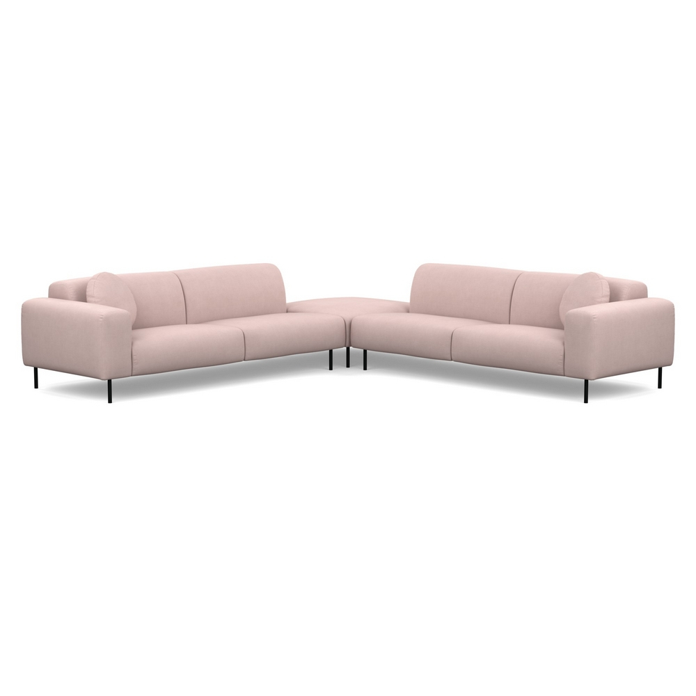 Heal's Luna Large Corner Sofa Siena Cotton Dusky Pink Black Feet