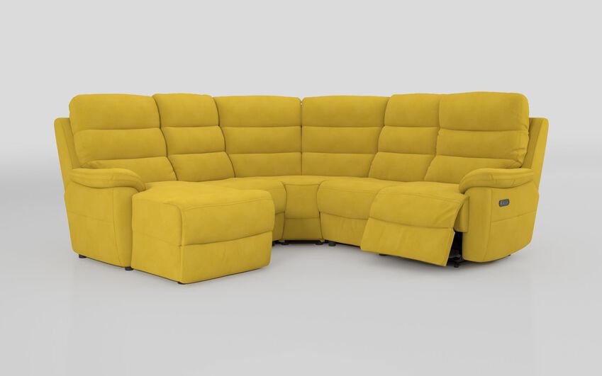 Green Fabric Ossett 2 Corner 2 Left Hand Facing Chaise Right Hand Facing Power Sofa with Head Tilt