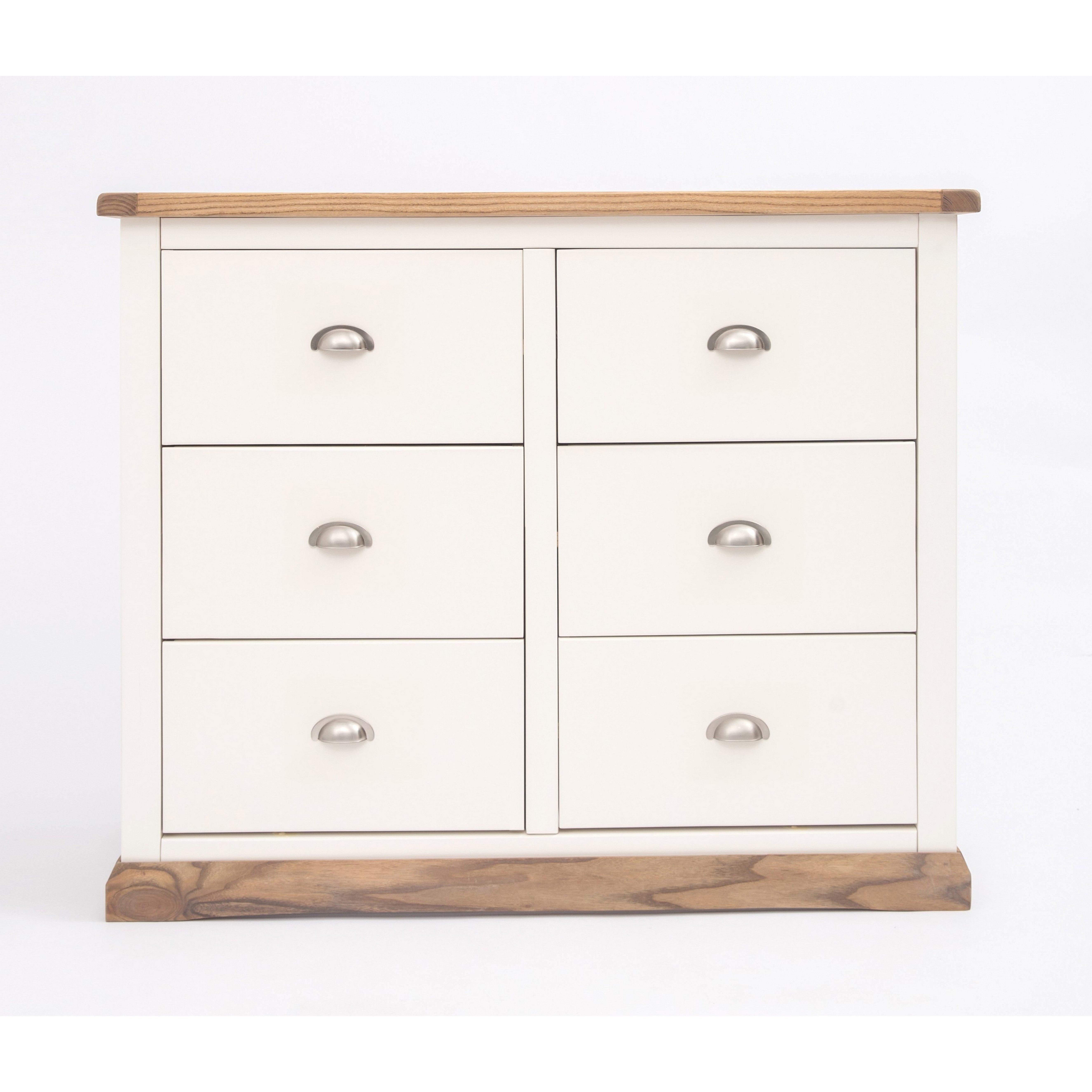 Cabinet Bits Tropea 6 Drawer Chest of Drawers Chrome Cup Handle in Off-White