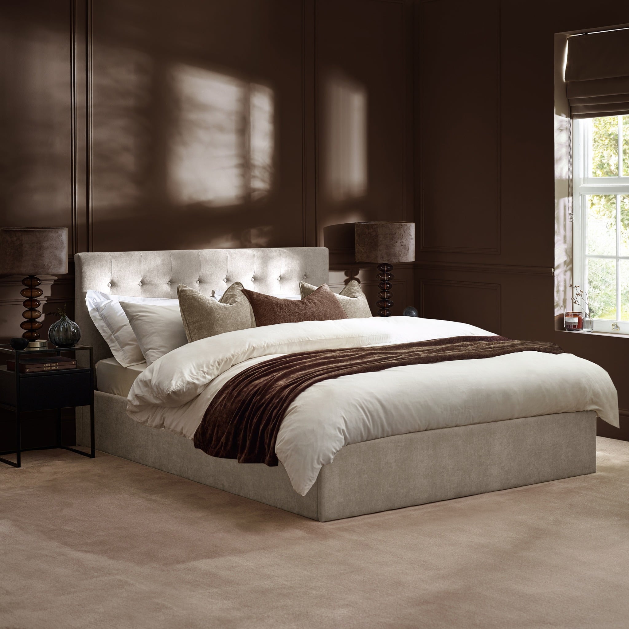 Peggy - Double - Ottoman Storage Bed - Natural - Fabric - 4ft6