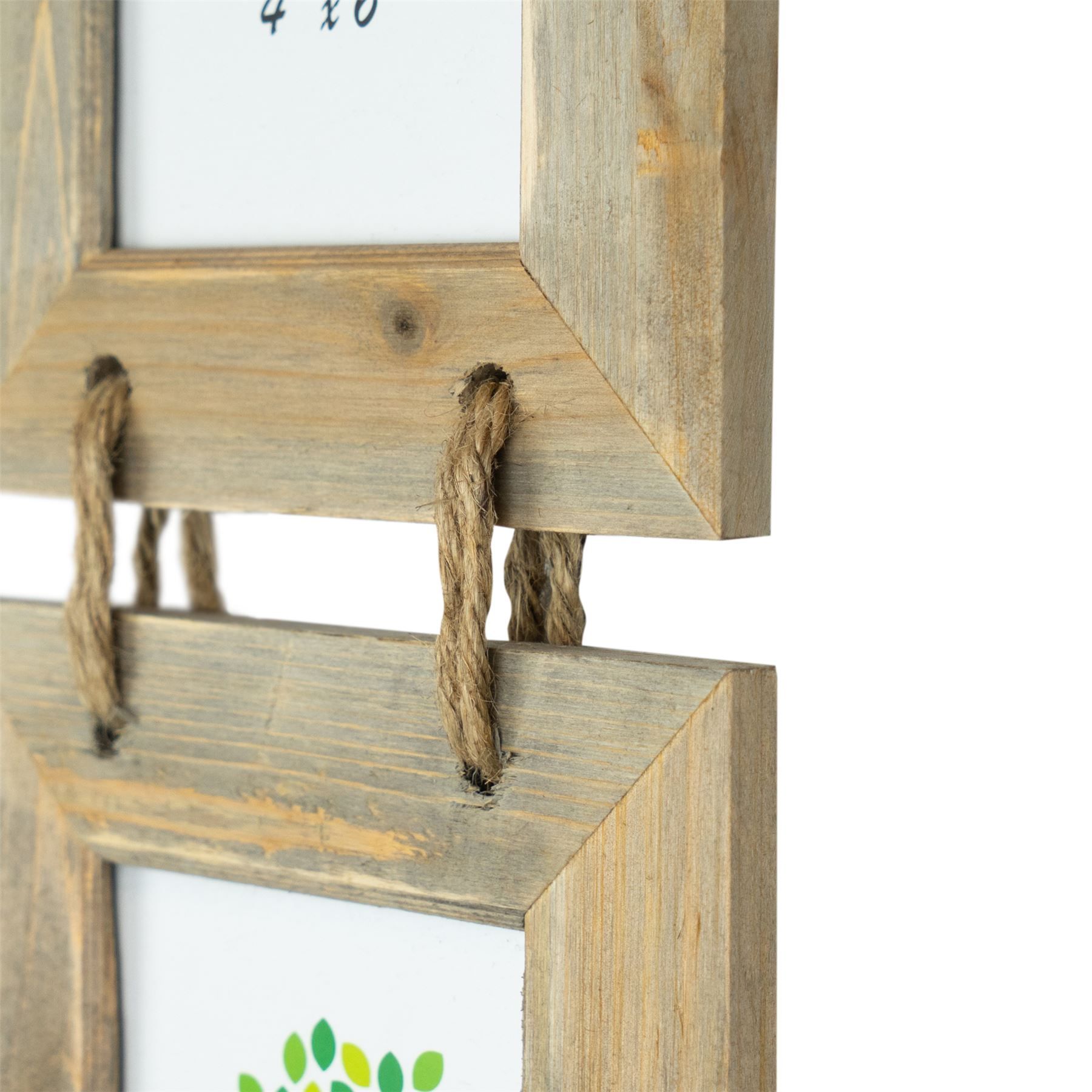 Nicola Spring Rustic Wooden Hanging 3 Photo Frames - 4 x 6" - Natural - Pack of 5 5