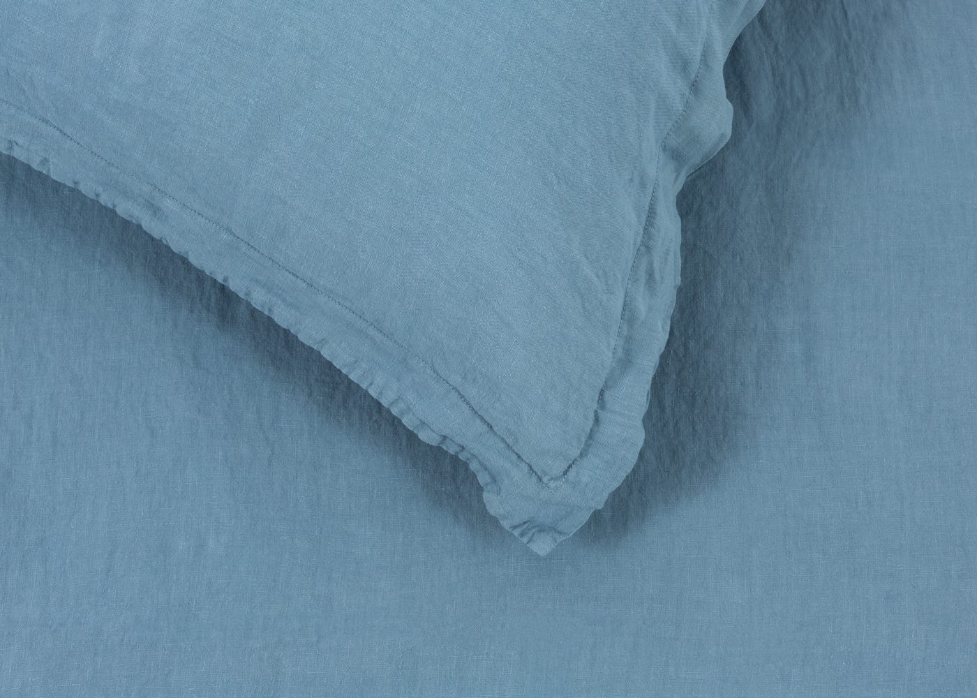 Heal's Washed Linen Dusky Blue Fitted Sheet Double