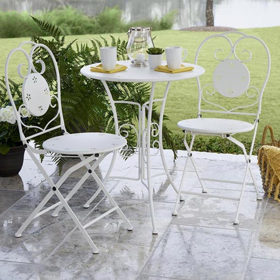 Intellifit Steel Set Of 3 Small Space Bistro Patio Set In White