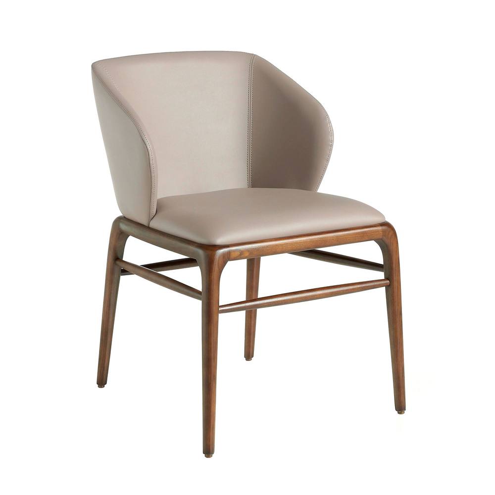 Angel Cerda Dark Mink Leatherette Dining Chair Walnut-Coloured in Beige