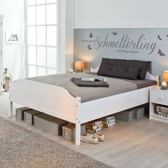 Karlo Wooden Super King Size Bed In White