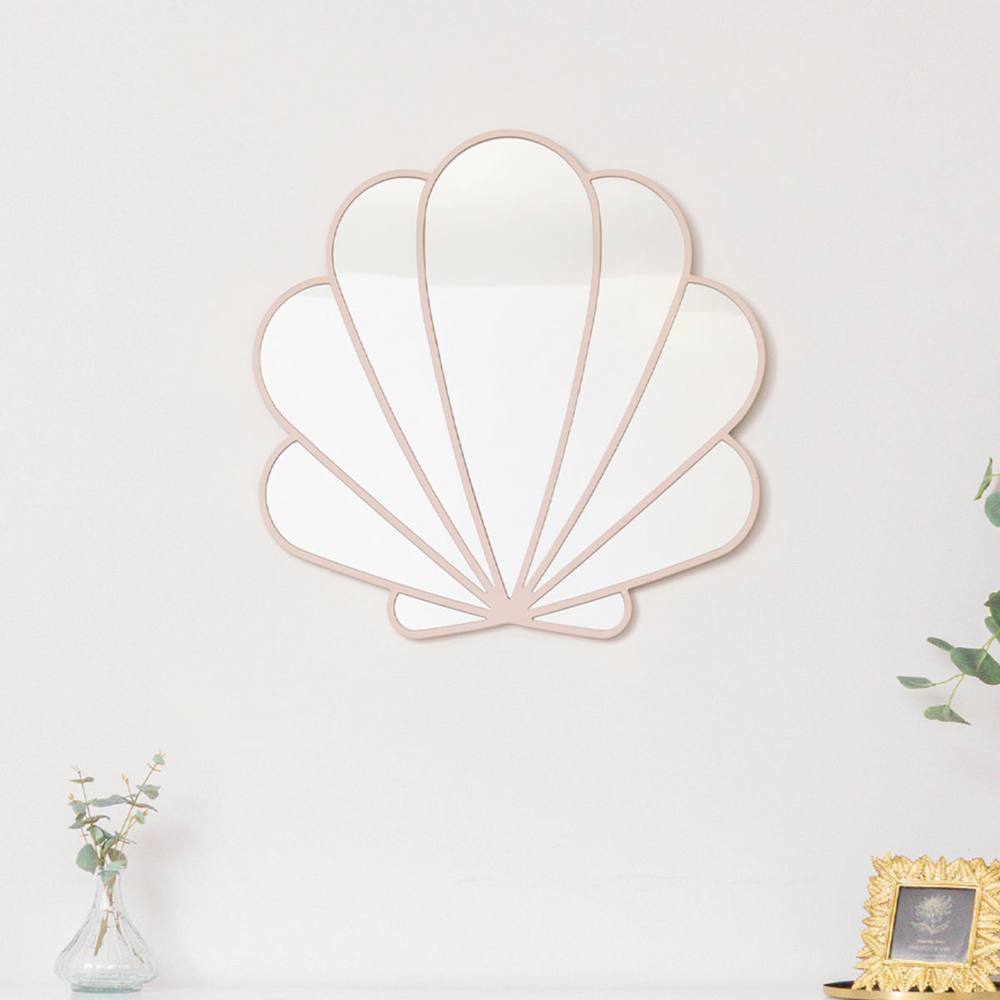 Melody Maison Large Pink Shell Shaped Wall Mounted Mirror - 60cm X 60cm