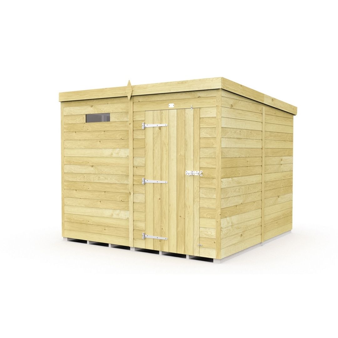 Buttercup Farm 7 x 8 Feet Pent Security Shed - Single Door - L231 x W214 x H201 cm in Brown