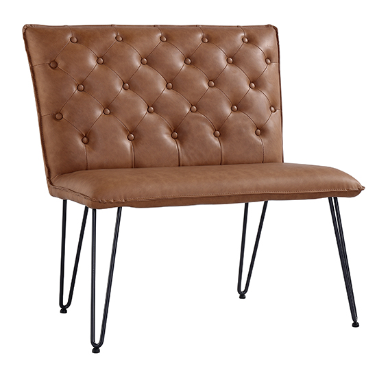 Wichita Faux Leather Small Dining Bench In Tan