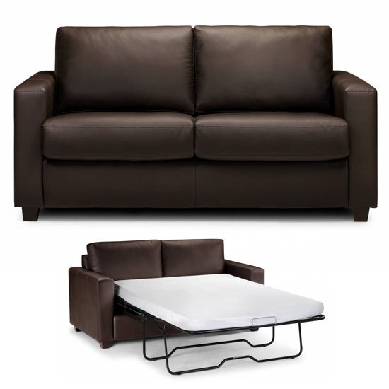 Saffy Brown Faux Leather Fold Away Sofabed