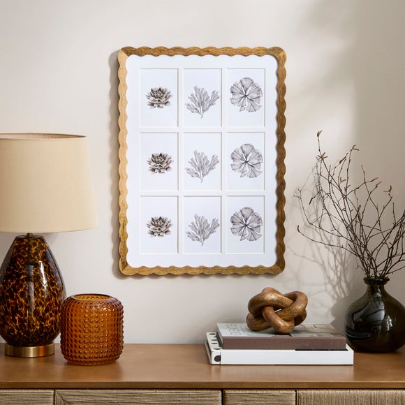 Mango Wood Wiggle 9 Aperture Multi Photo Frame