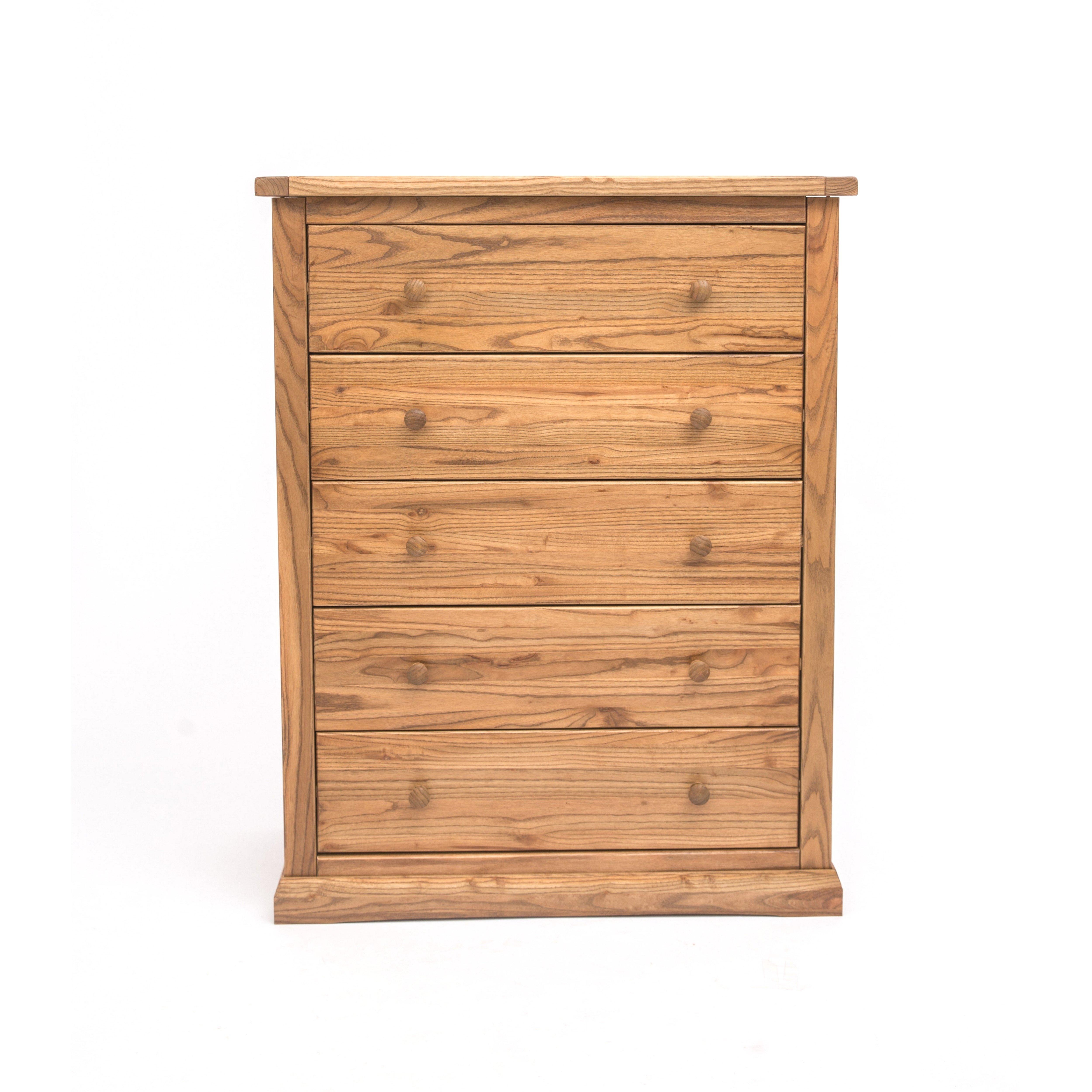 Cabinet Bits Salerno 5 Drawer Chest of Drawers Wood Knob in Natural