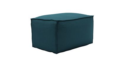 Isaac Small Rectangular Footstool in Evergreen Brushed Linen Cotton - sofa.com