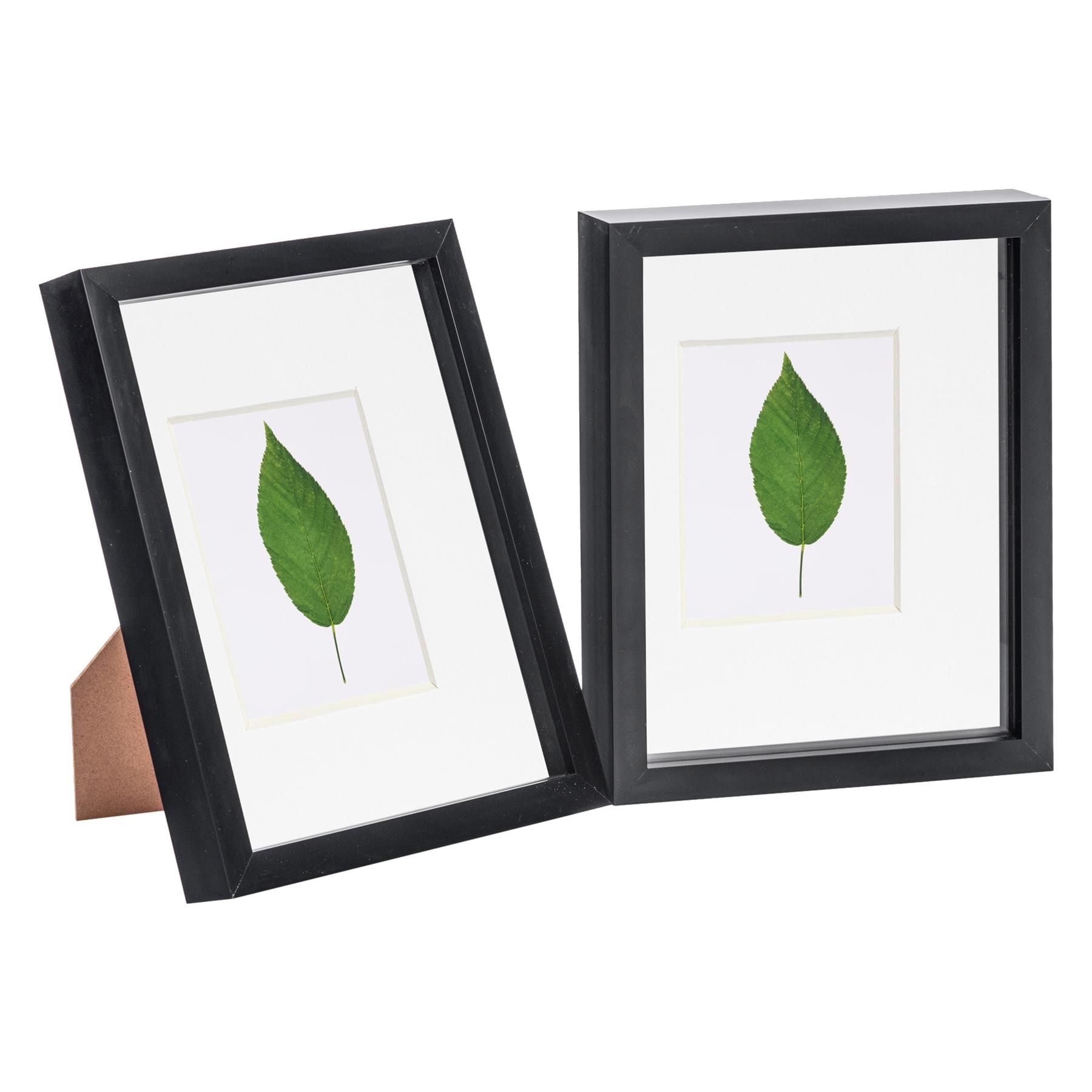 Nicola Spring 3D Box Photo Frames - 8 x 10" with 4 x 6" Mount - Ivory Mount - Pack of 2 in Black