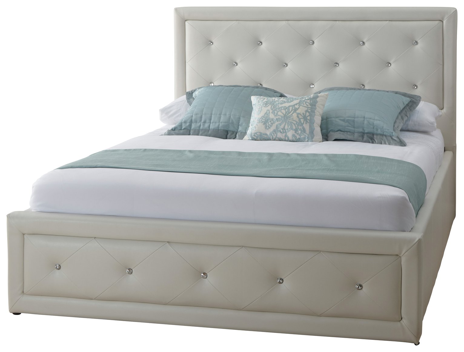 Hollywood Ottoman Double Bed Frame - White