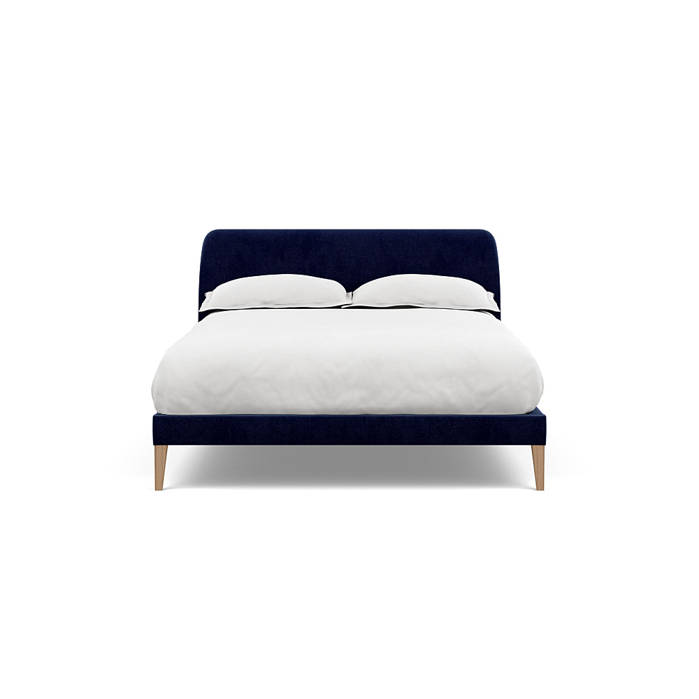Heal's Wallis Bedstead Double Smart Luxe Velvet Midnight Walnut Feet