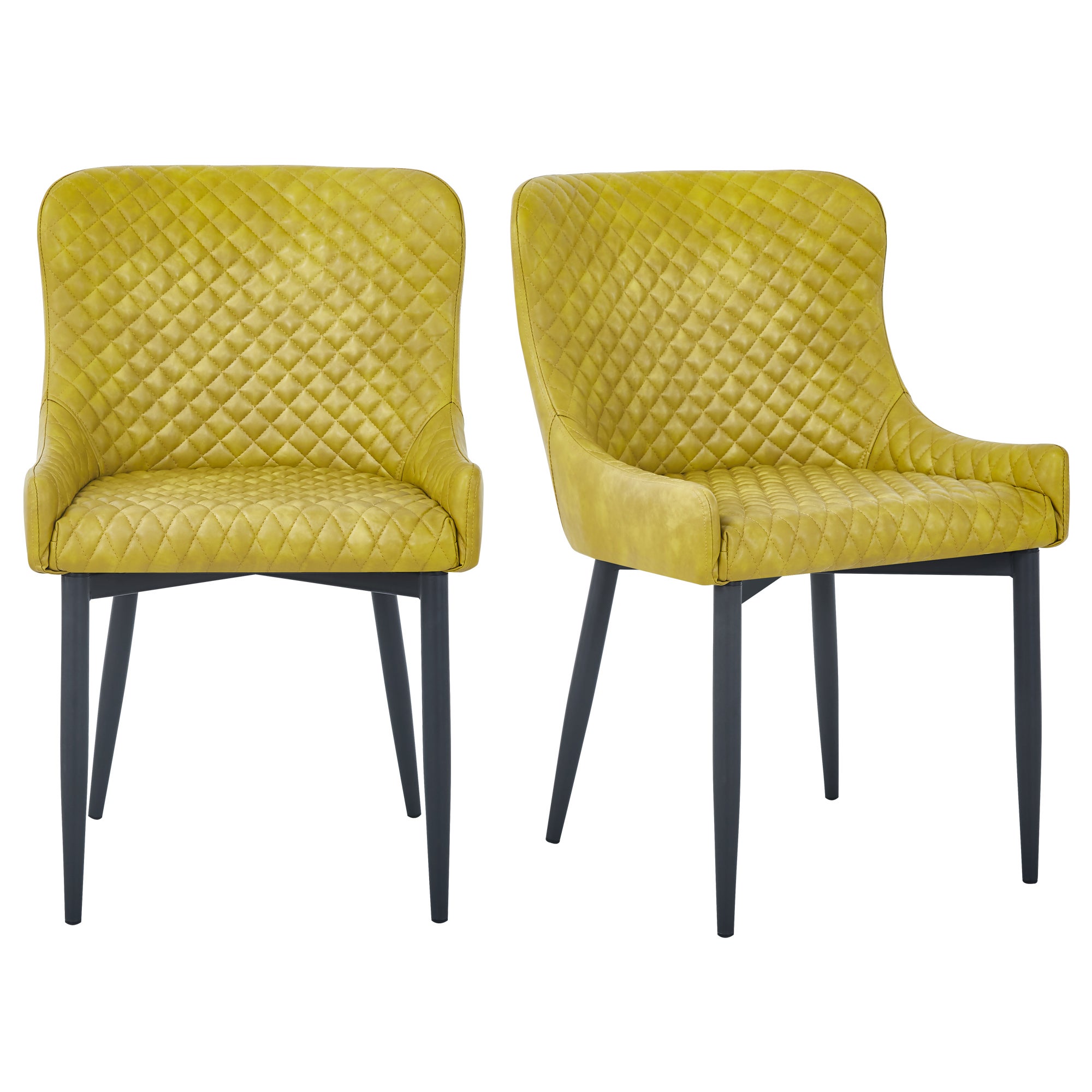 Montreal Set of 2 Dining Chairs Olive PU Leather Olive (Green)