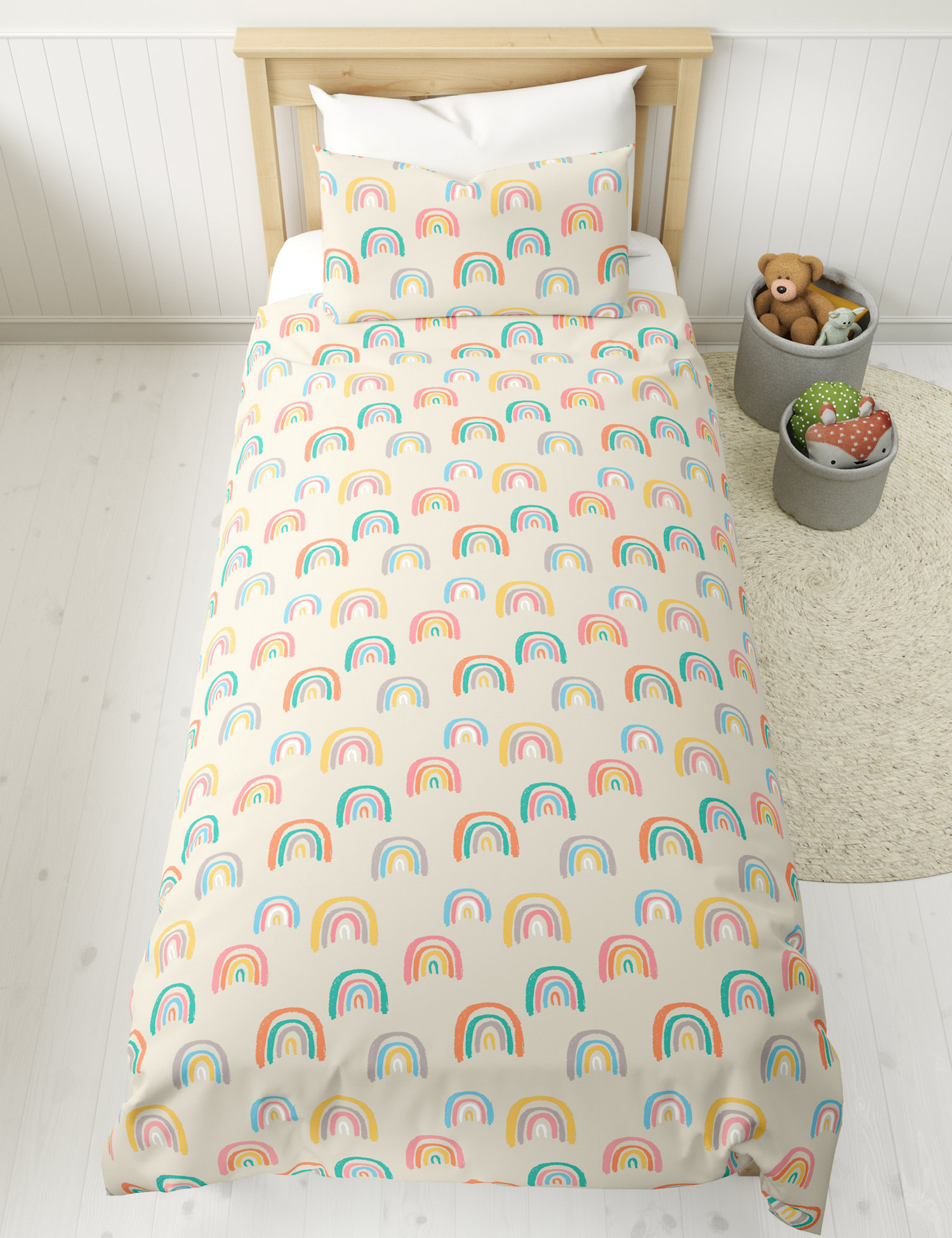M&S Cotton Blend Light Up Rainbow Bedding Set