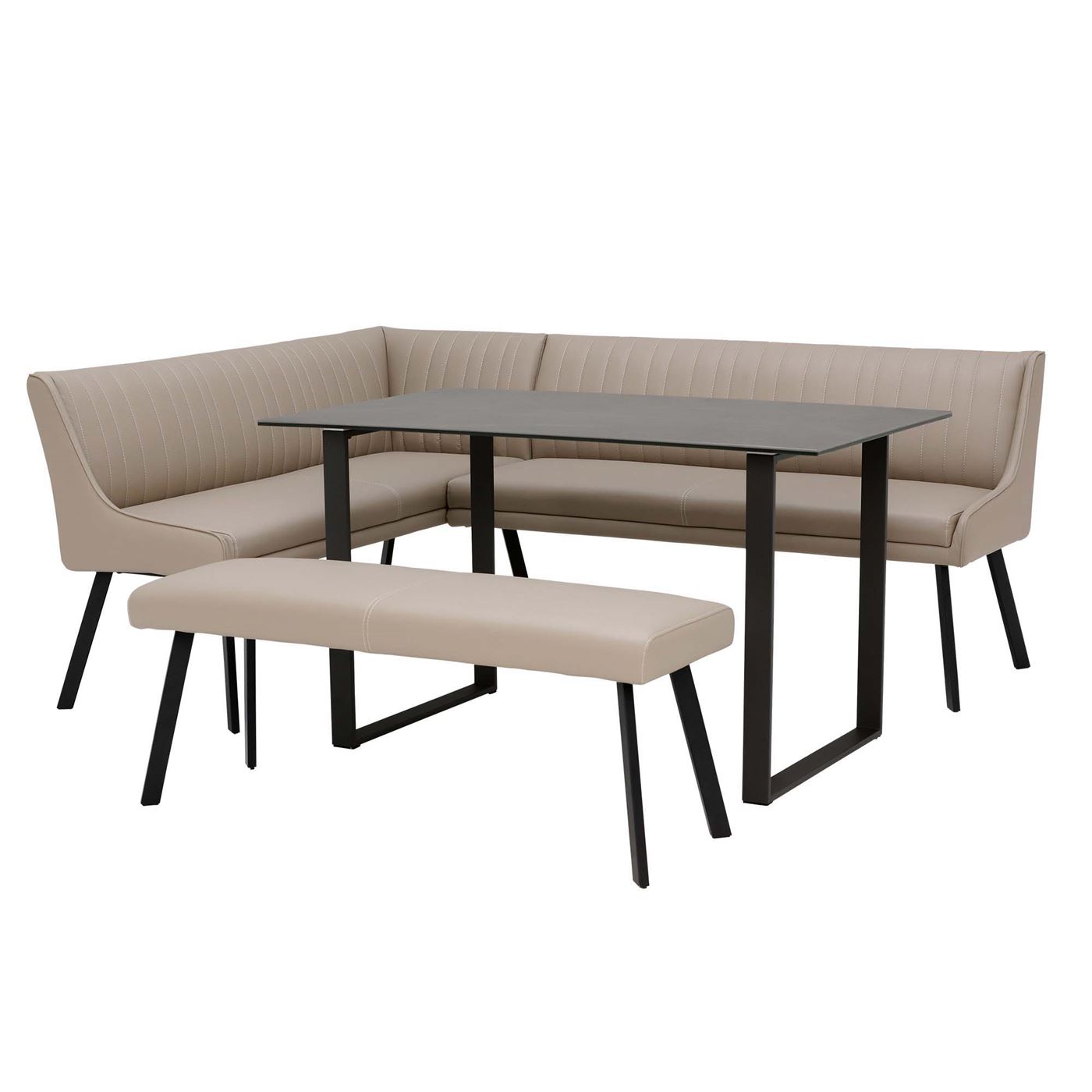 Right Hand Corner Dining Set With Bench - Light Grey - Barker & Stonehouse