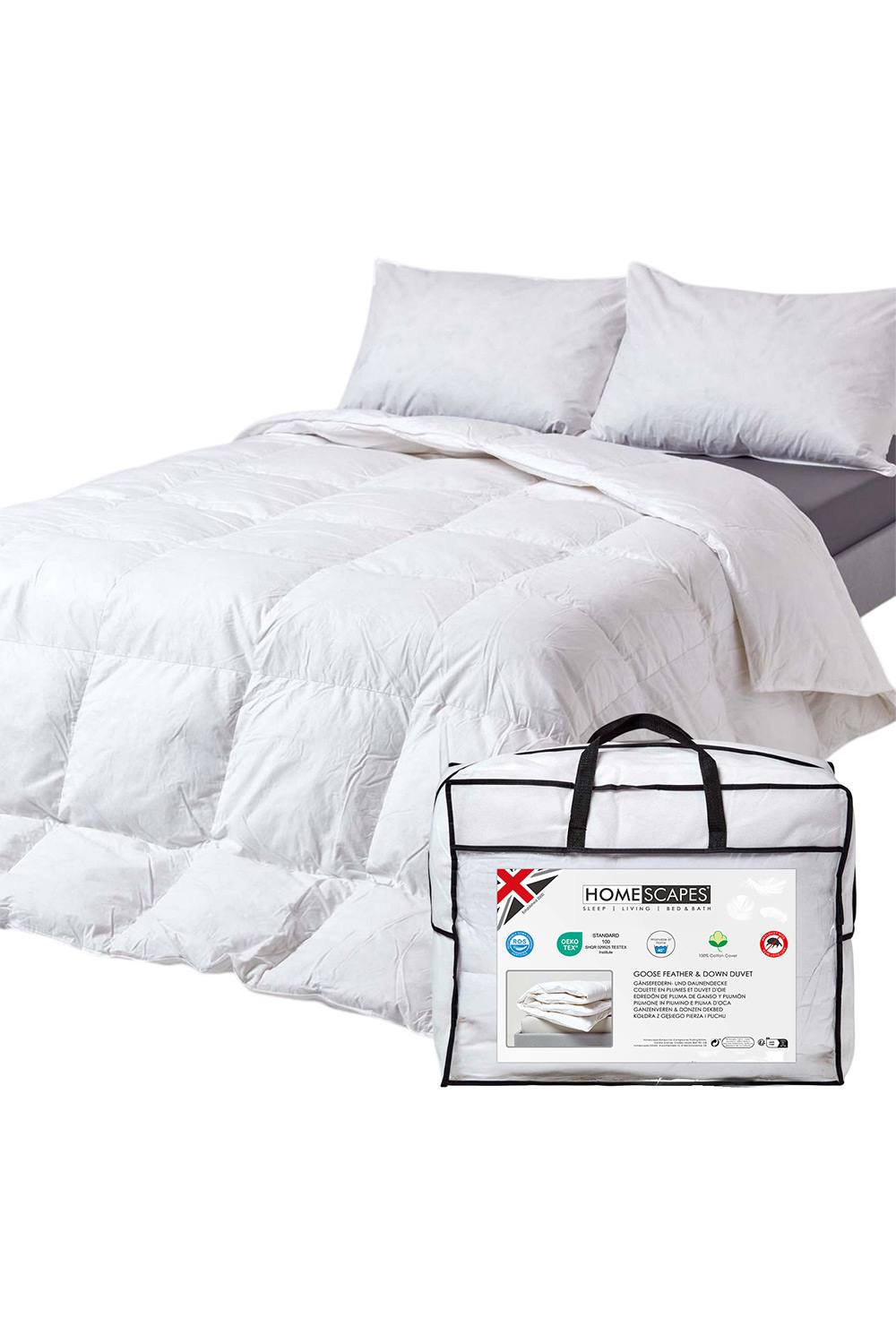 Homescapes Goose Feather & Down 2.5 Tog Summer Duvet in White
