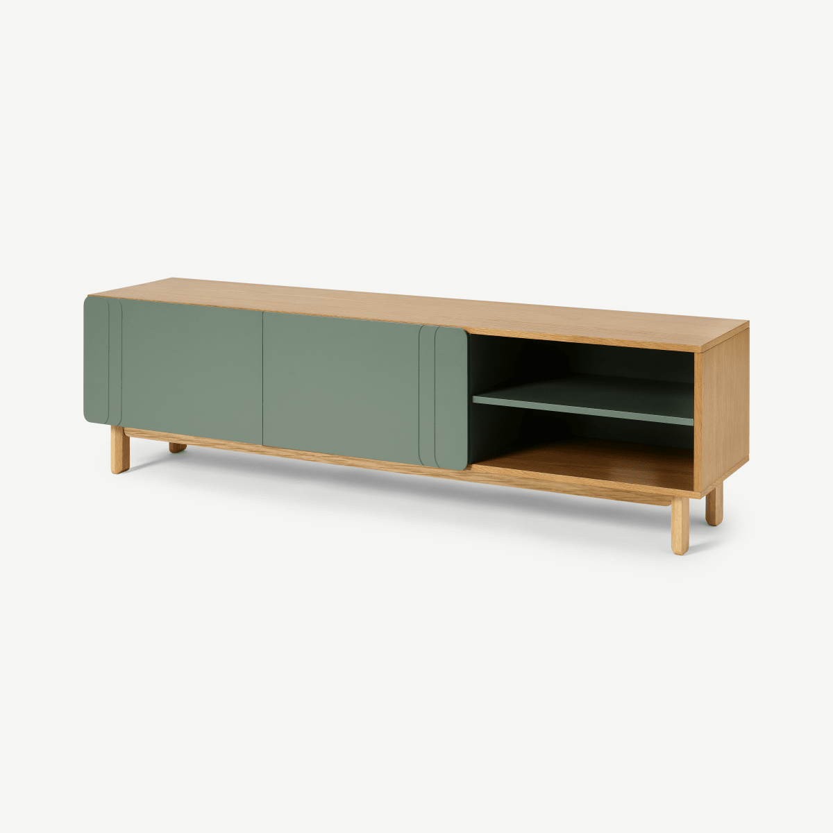 Asuna Wide TV Unit, Oak & Fern Green