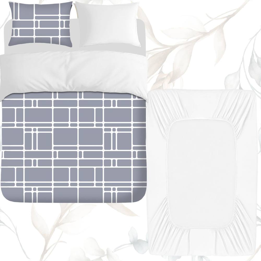 Grace Premium Microfiber Duvet Cover Sets with Fitted Sheet in Grey