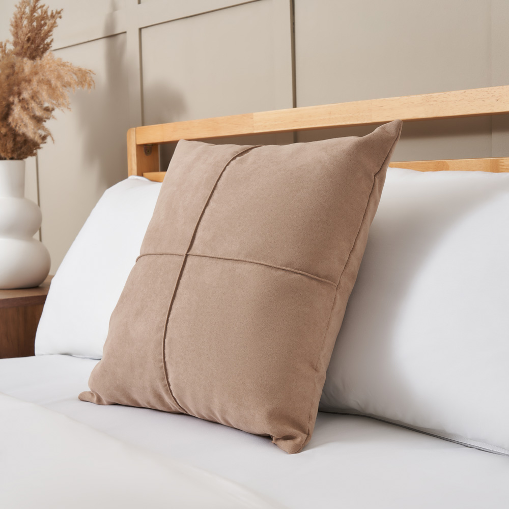 Faux Suede Cross Cushion, Pebble