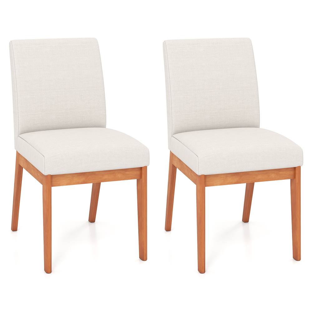 Costway 2PCS Modern Kitchen Dining Chair Upholstered Armless Accent Chair in Beige
