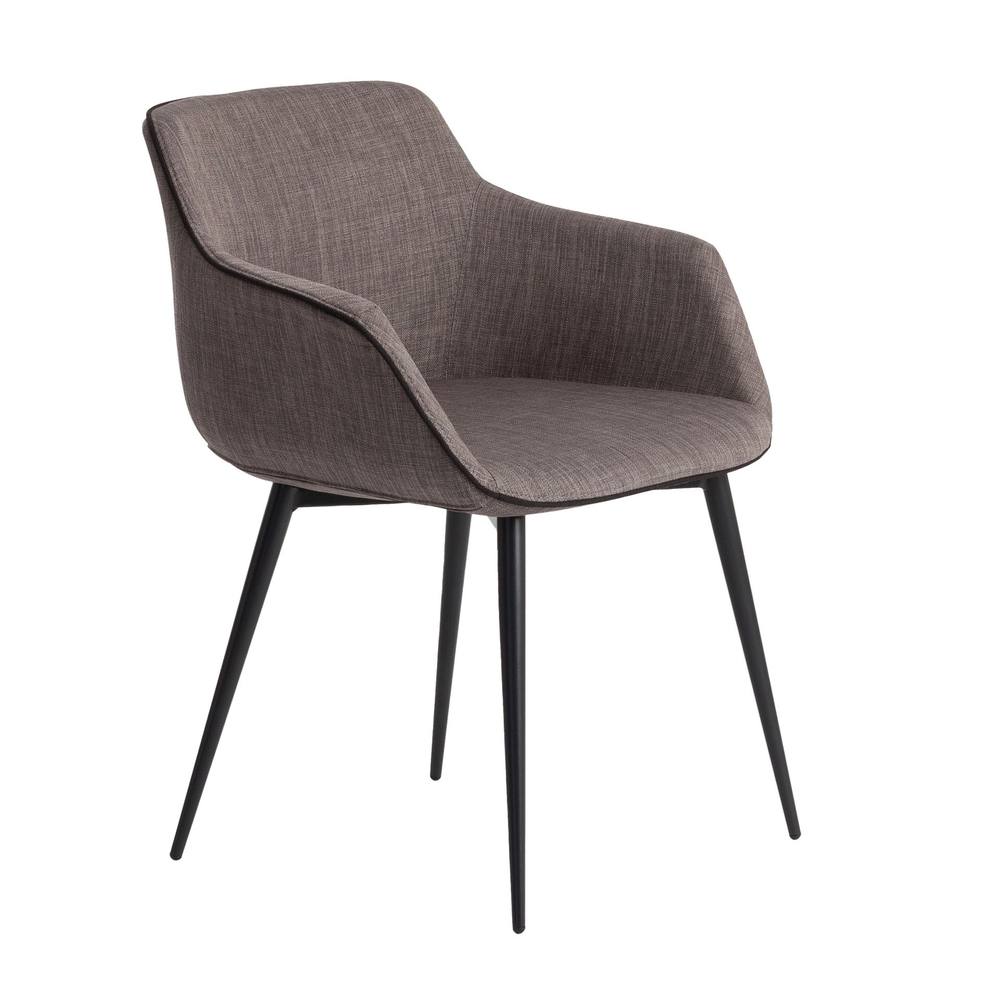 Angel Cerda Dark Grey Fabric Dining Chair with Armrests & Black